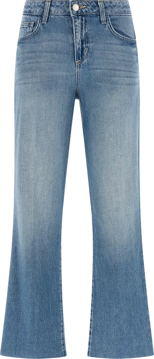 Blue Cotton Flared Jeans