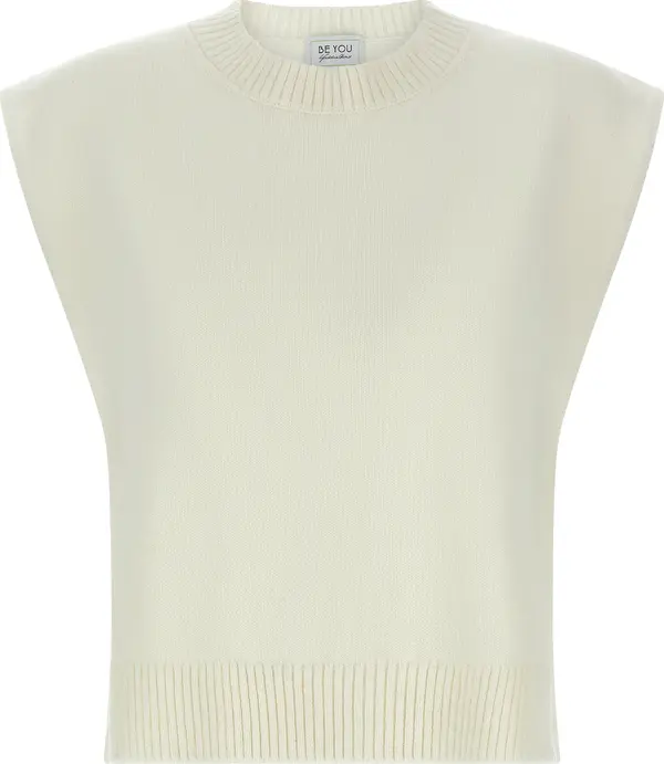 White Cashmere Sleeveless Jacket