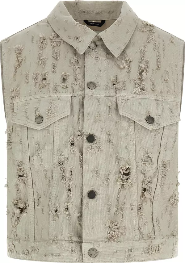 Gray Cotton Sleeveless Jacket