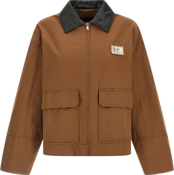 Brown Cotton Full-Length Jacket