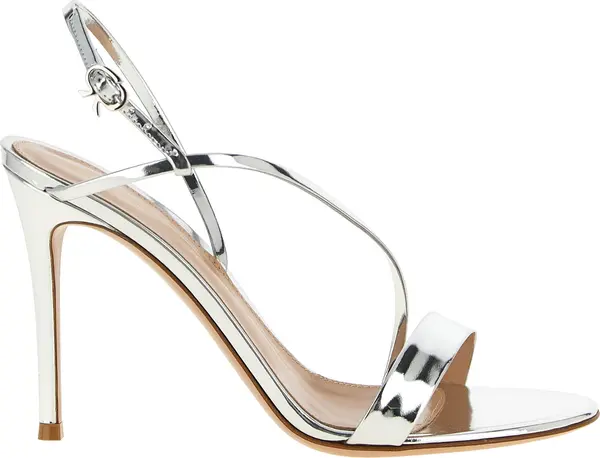 Silver Calfskin Stiletto Heel Sandals