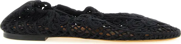 Black Polyester Ballet Flats