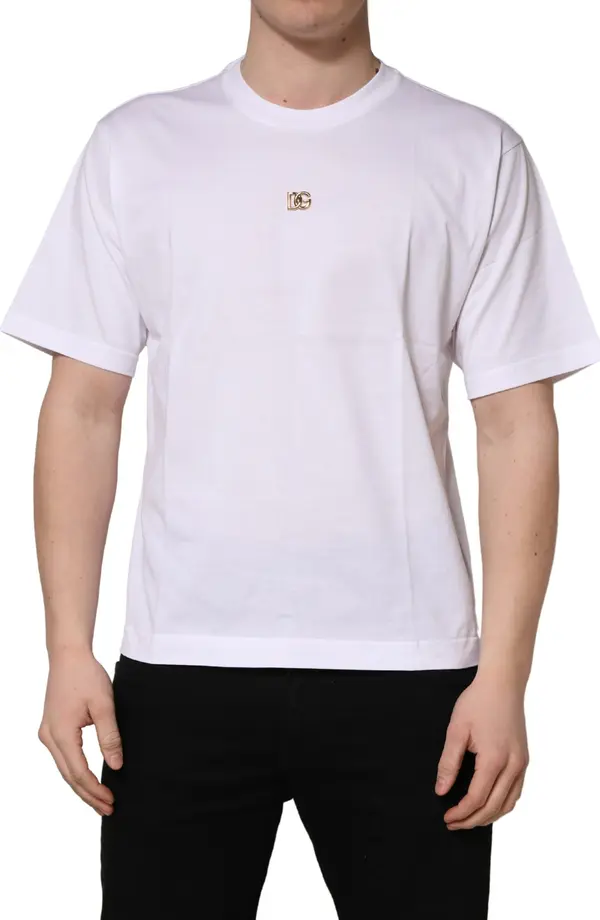 White Metal DG Logo Cotton Short Sleeves T-shirt