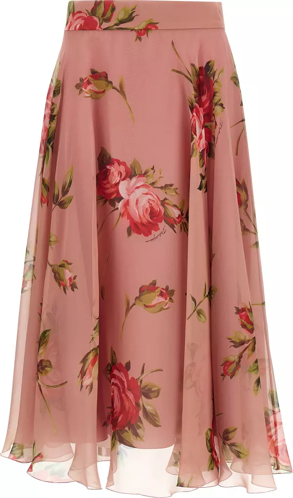 Multicolor Silk Midi Skirt