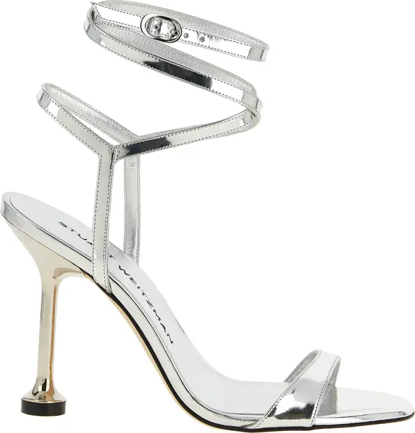 Silver Polyethylene Stiletto Heel Sandals