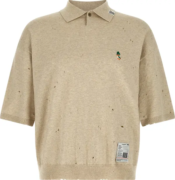 Beige Cotton Polo Shirt