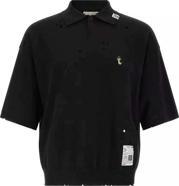 Black Cotton Polo Shirt