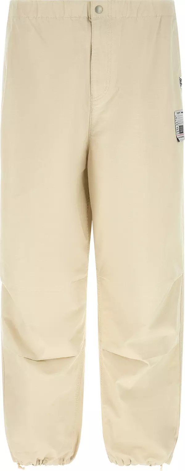 Beige Cotton Athletic Pants
