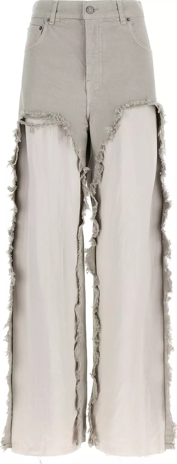 Gray Cotton Flared Jeans