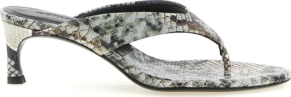 Gray Calfskin Flip-Flop Sandals