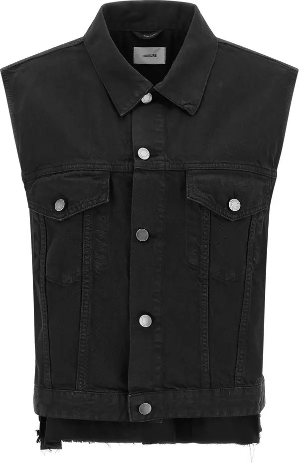 Black Cotton Sleeveless Jacket