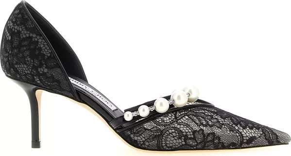 Black Tencel Mid Heel Pumps