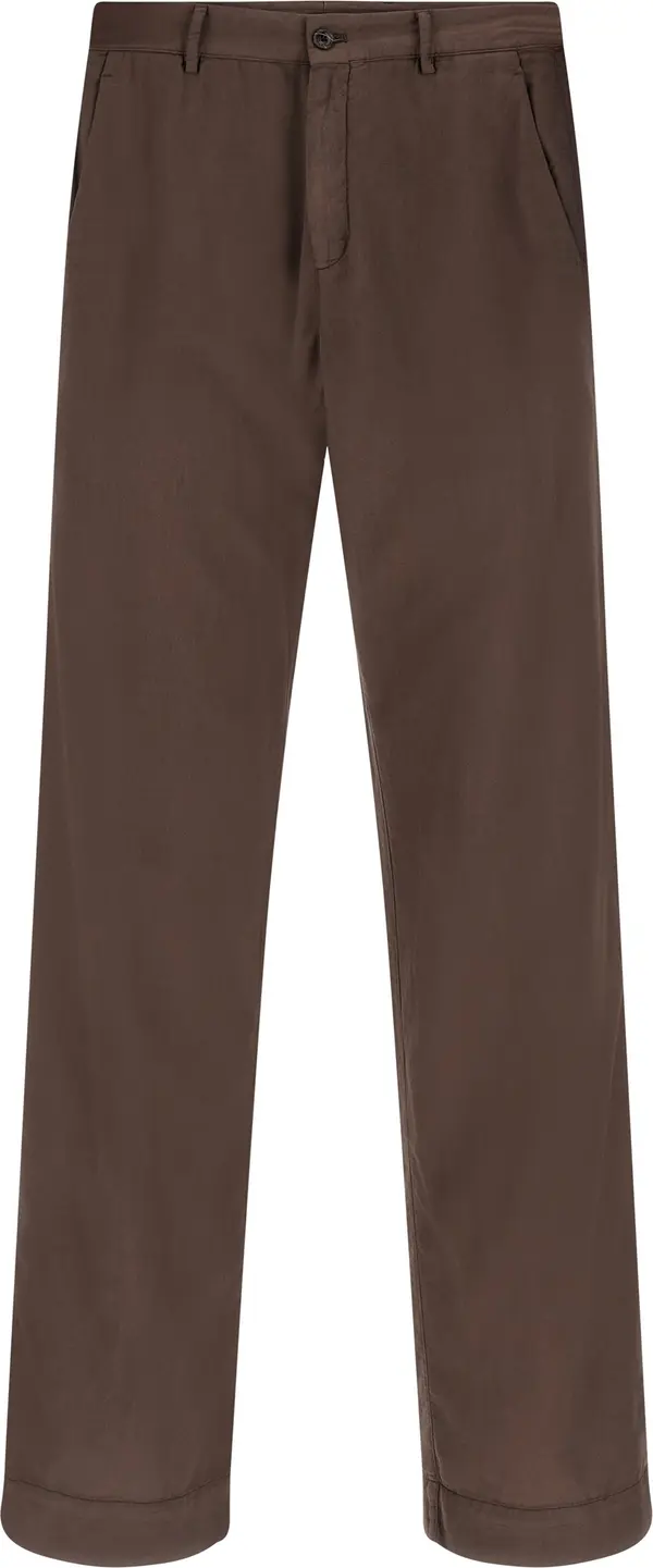 Brown Cotton Casual Pants