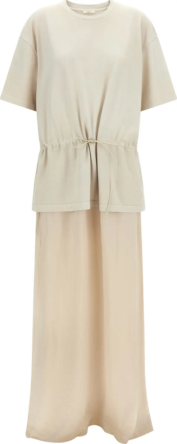 Beige Cotton Long Dress
