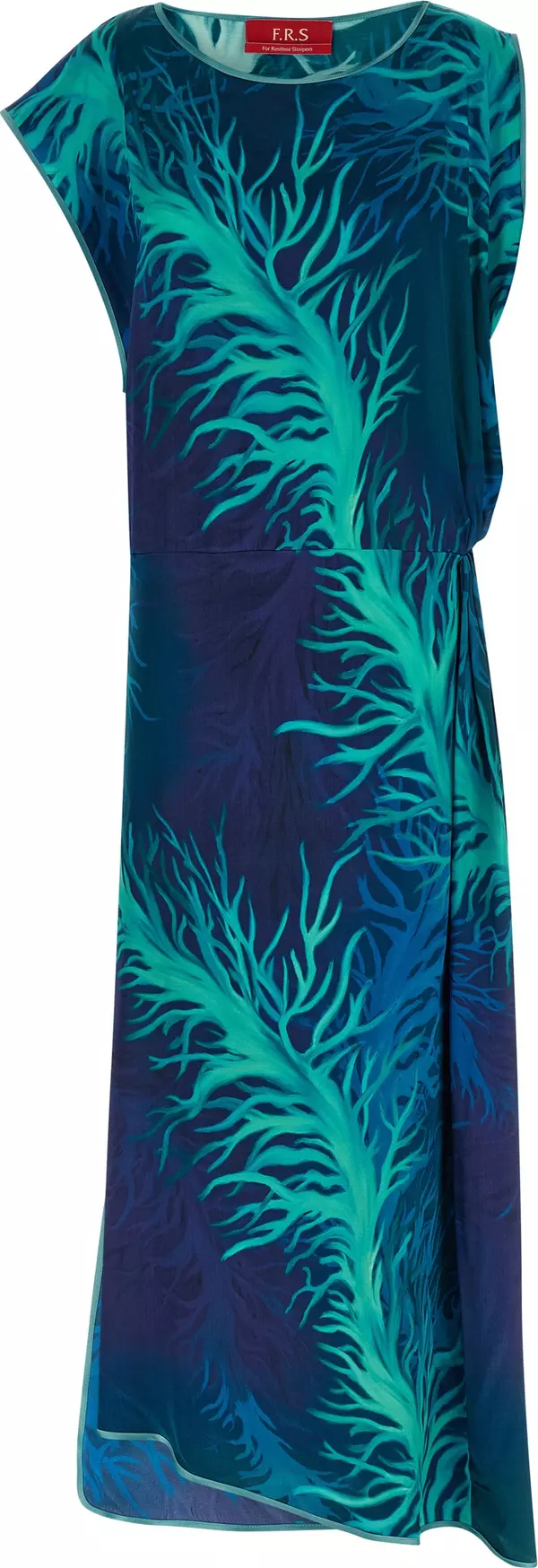 Blue Viscose Long Dress