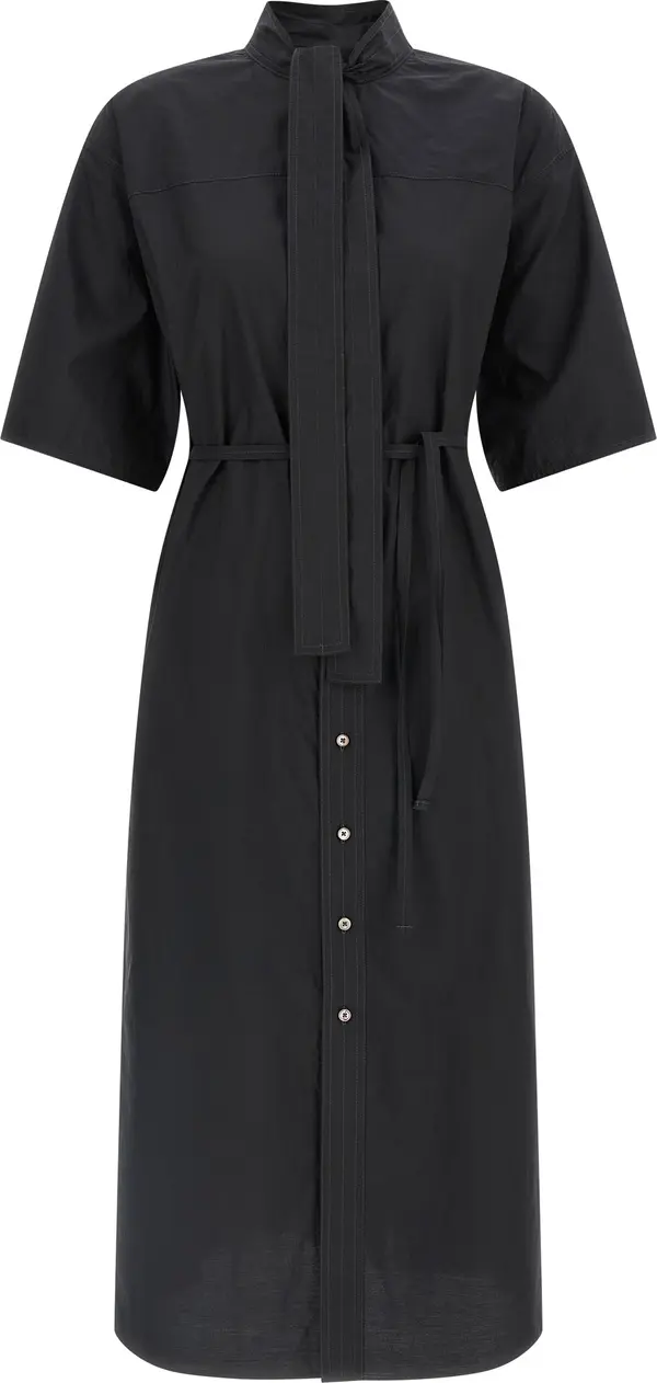 Black Cotton Midi Dress