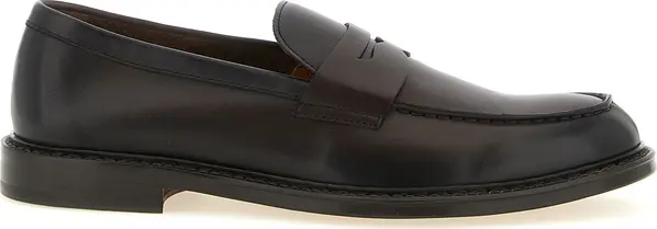 Brown Calfskin Slip-On Loafers