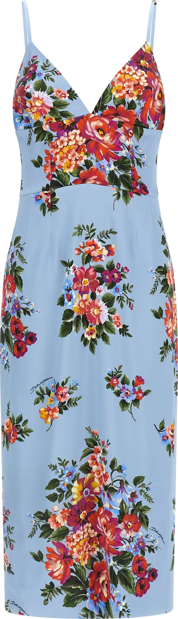 Blue Viscose Midi Dress