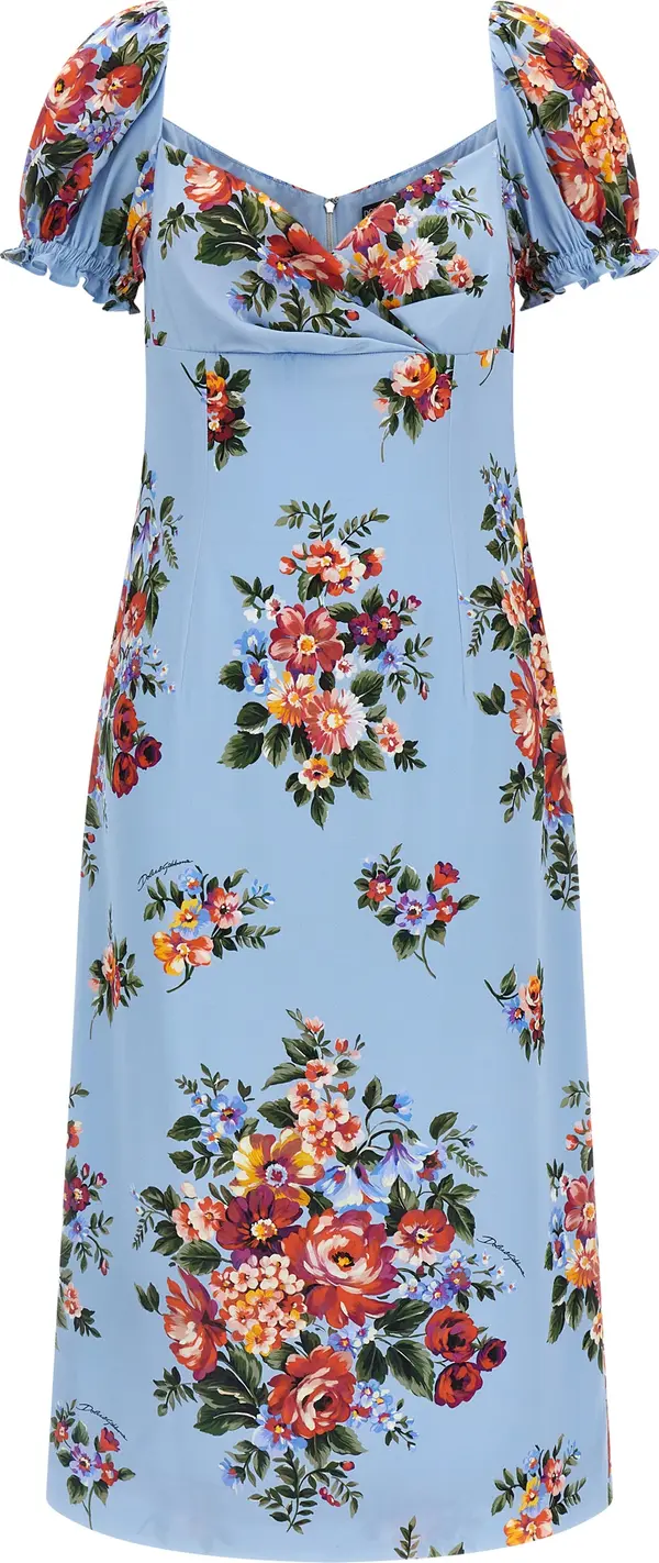 Blue Silk Midi Dress