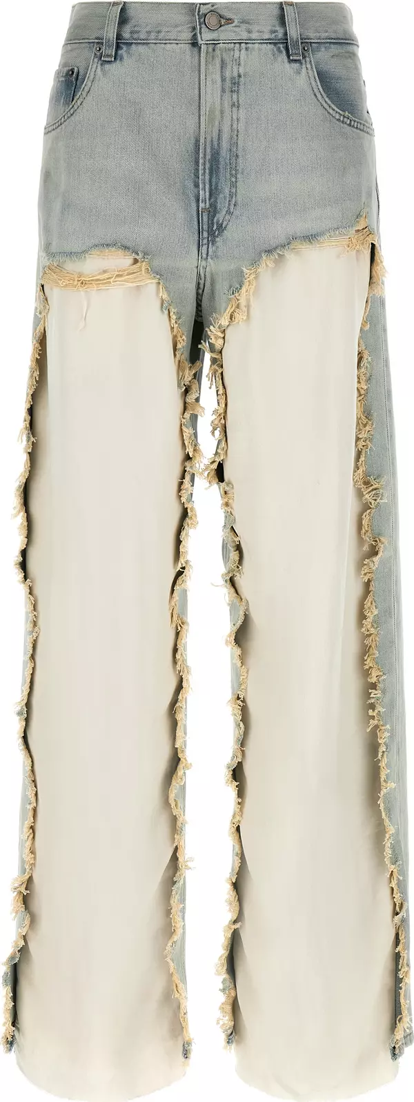 Blue Cotton Flared Jeans