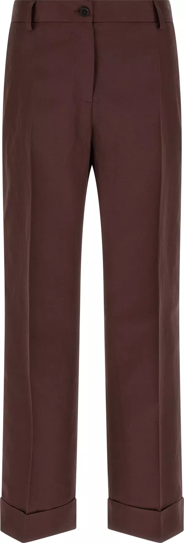 Brown Viscose Casual Pants