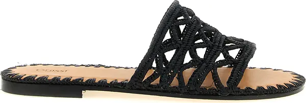 Black Viscose Slides