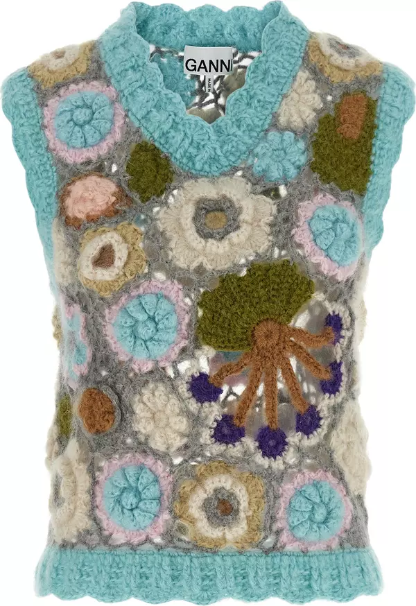 Multicolor Wool Sleeveless Jacket
