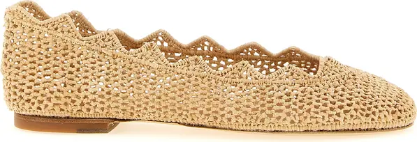 Beige Viscose Ballet Flats