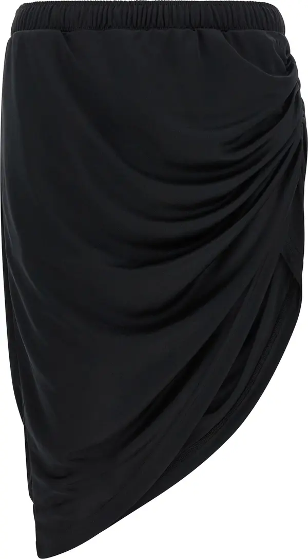 Black Polyester Long Skirt
