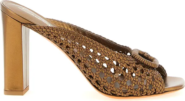 Gold Lamb Leather Stiletto Heel Sandals