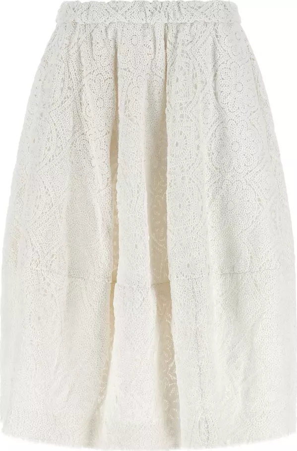White Cotton Midi Skirt