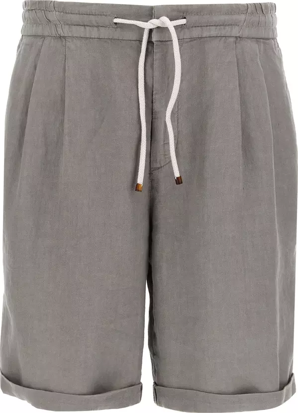 Gray Linen Bermuda Shorts
