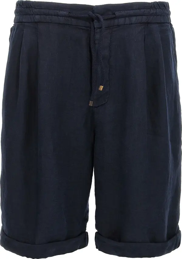 Blue Linen Bermuda Shorts