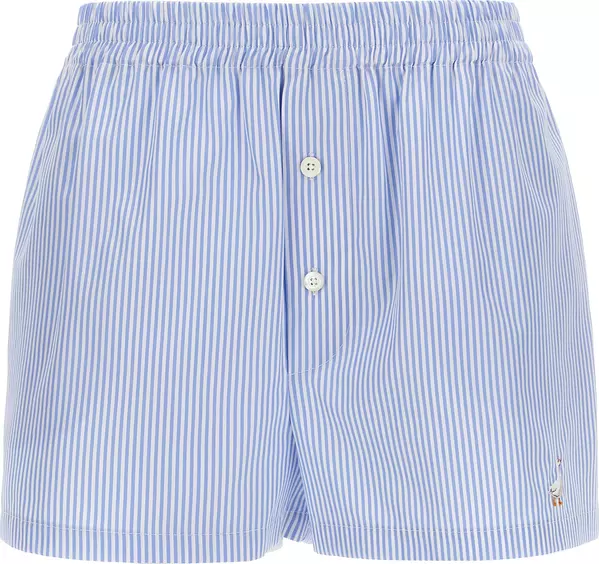Blue Cotton Bermuda Shorts