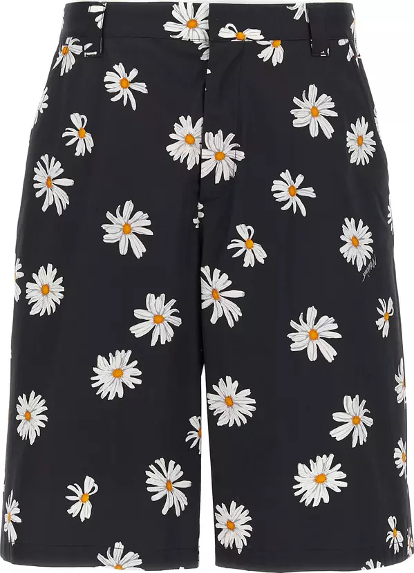 Black Cotton Bermuda Shorts