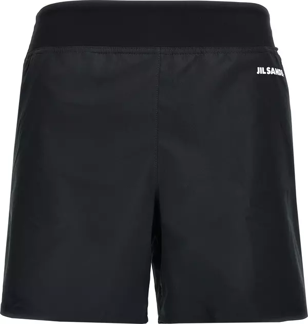 Black Polyester Bermuda Shorts