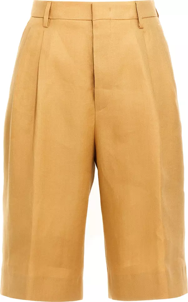 Orange Linen Bermuda Shorts
