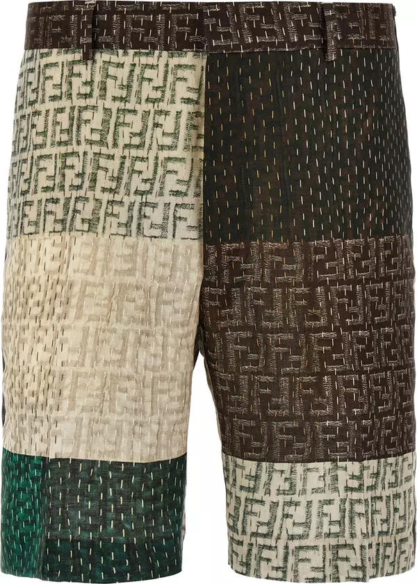 Multicolor Linen Bermuda Shorts