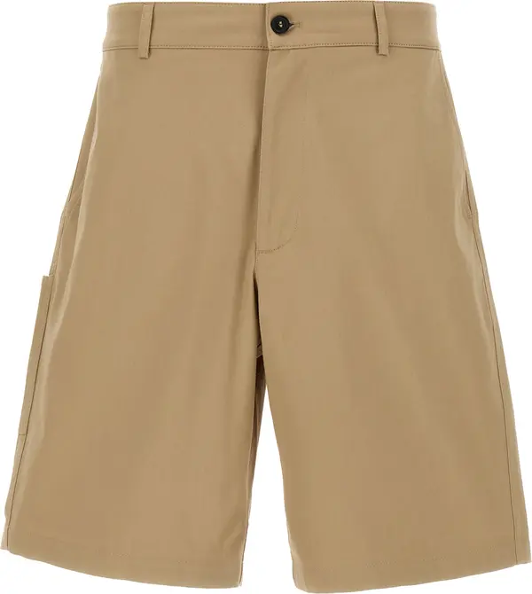 Beige Cotton Bermuda Shorts