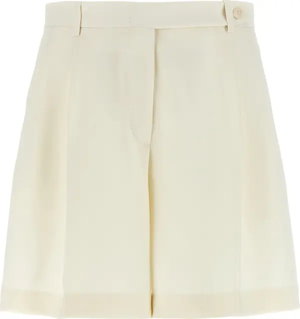 White Silk Bermuda Shorts
