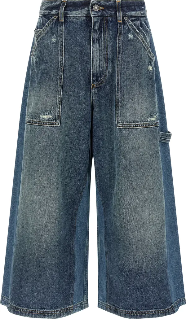 Blue Cotton Bermuda Shorts