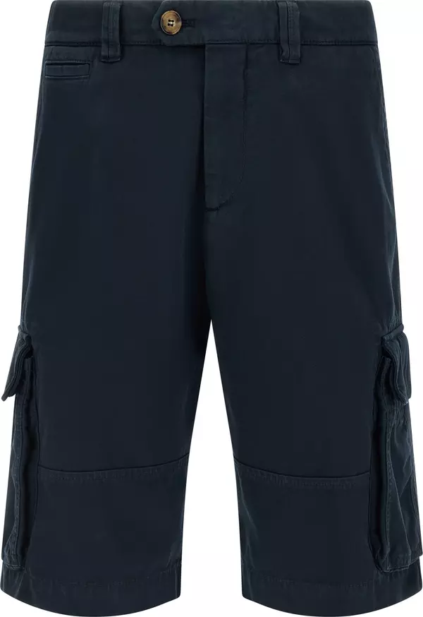 Blue Cotton Bermuda Shorts