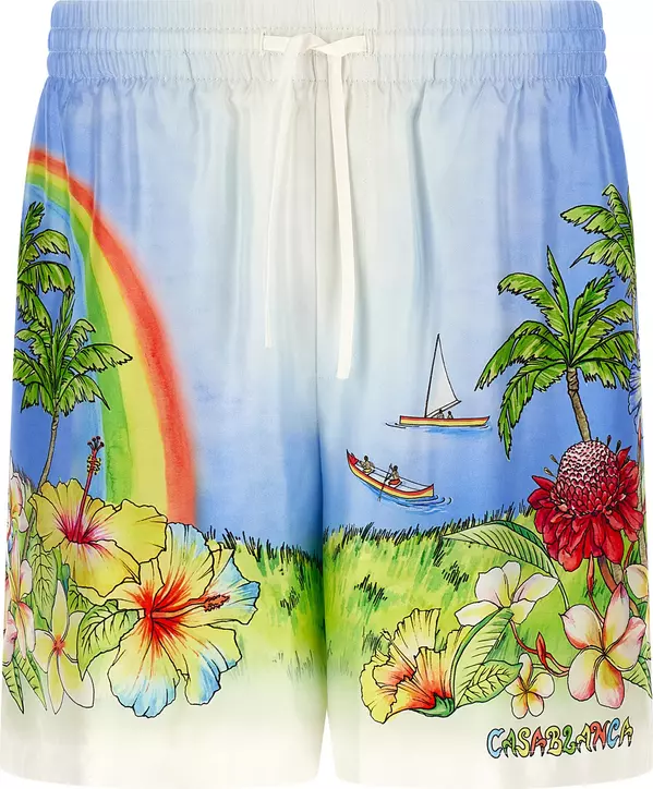 Multicolor Silk Bermuda Shorts