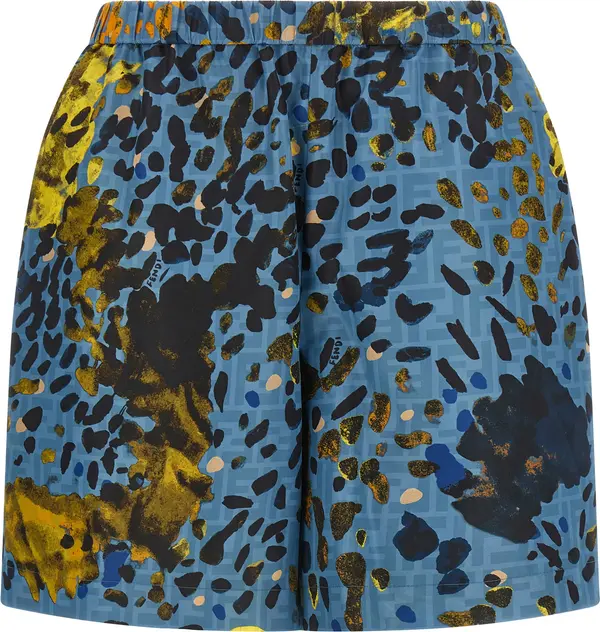 Blue Polyester Bermuda Shorts