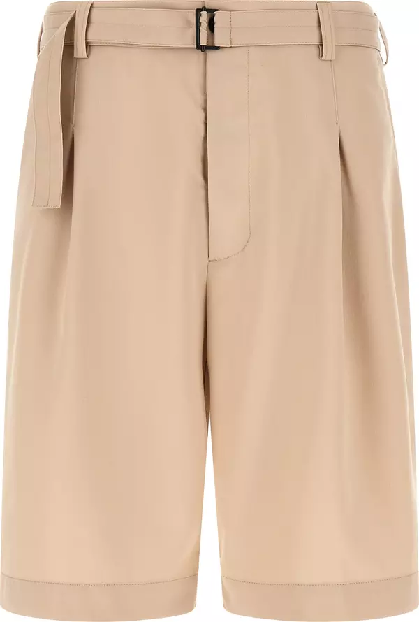 Beige Polyester Bermuda Shorts