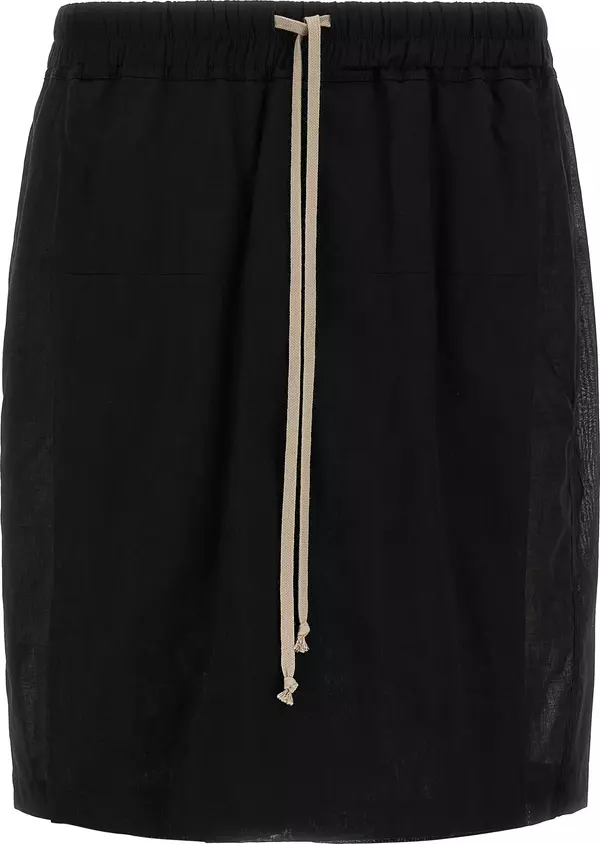 Black Cotton Bermuda Shorts