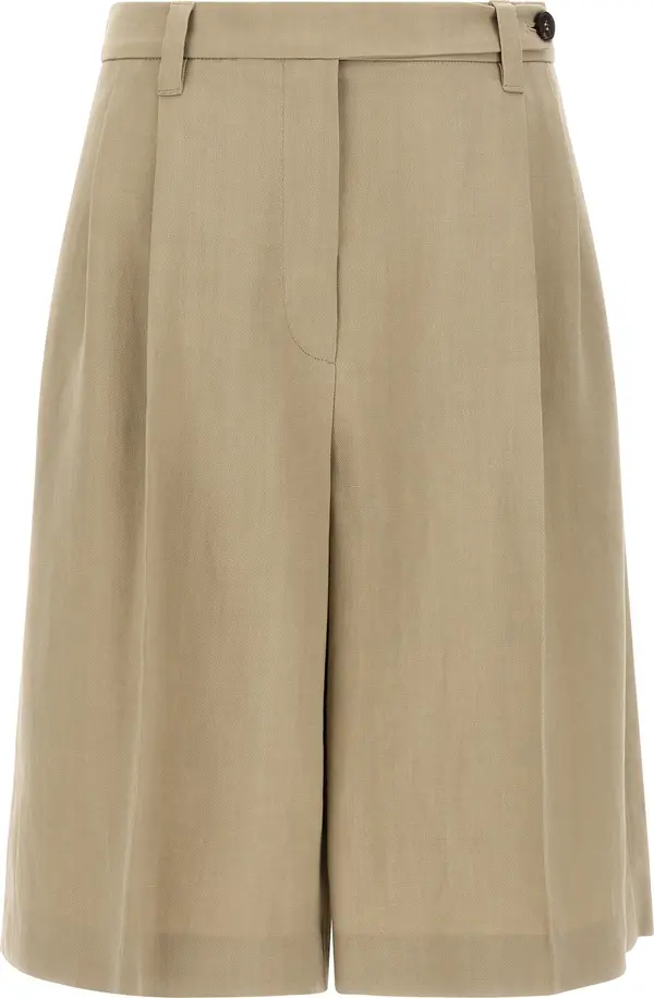Beige Viscose Bermuda Shorts