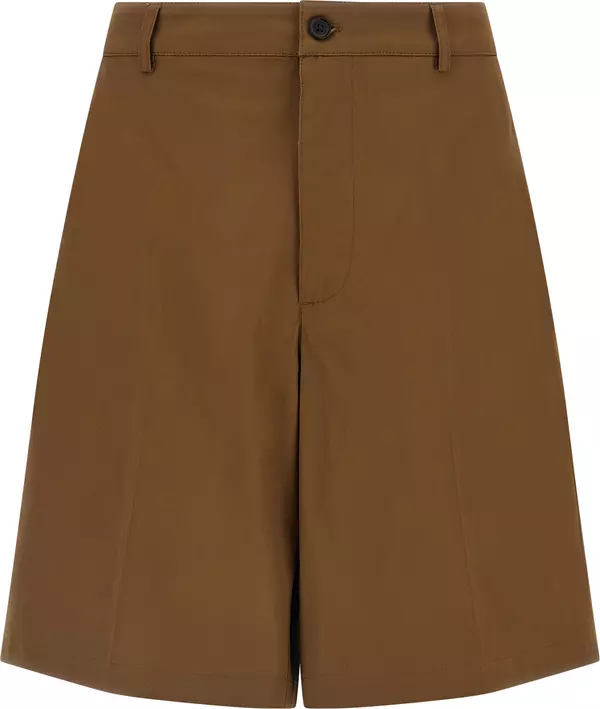 Brown Cotton Bermuda Shorts