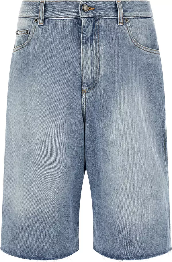 Blue Cotton Bermuda Shorts