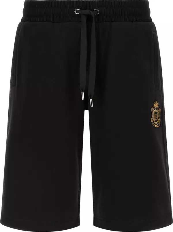 Black Cotton Bermuda Shorts